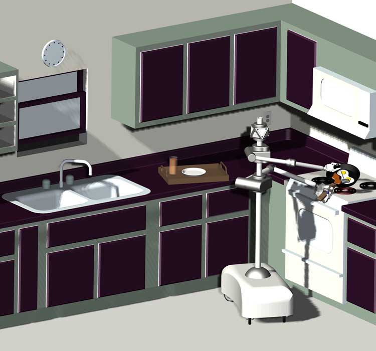 Universal robot frying eggs